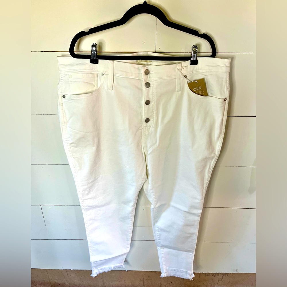 NWT‎ Madewell Pure White Petite 10" High Rise Skinny Jeans Size 36 Pus Size